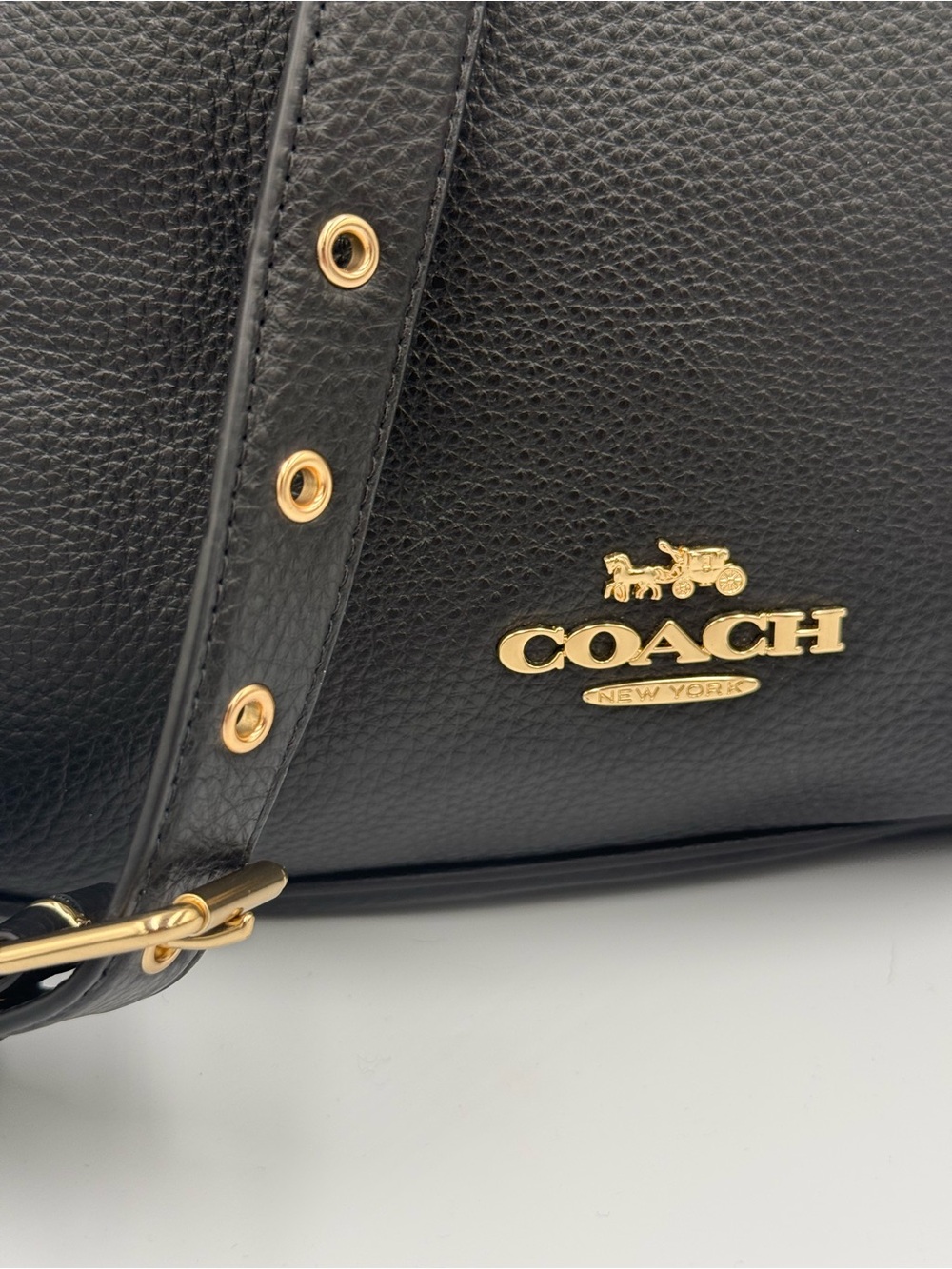 Coach Ellie File Bag Black Pebbled Leather Crossbody Shoulder C1648 - Picture 2 of 10